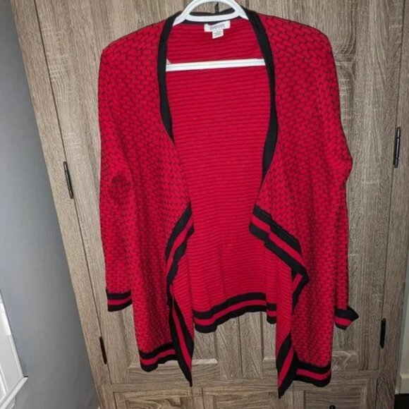 *3 FOR $9* NEW Hampshire Studio Long Sleeve Open Cardigan Pattern Sweater Top L - Picture 1 of 2